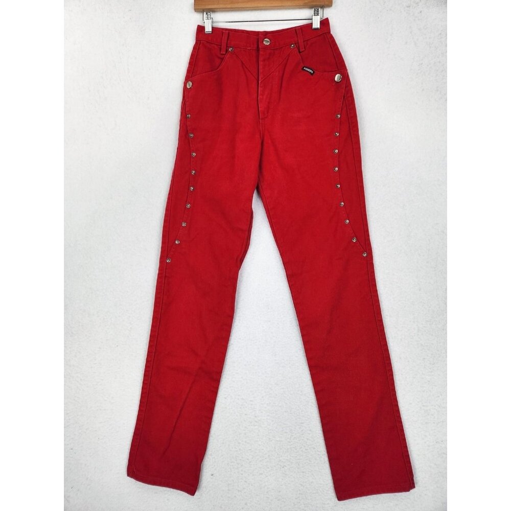Roughrider by Circle T Jeans Womens 9/10 Long Red Western Vintage Straight Leg
